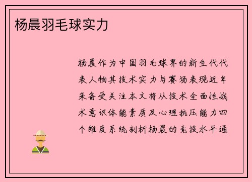 杨晨羽毛球实力